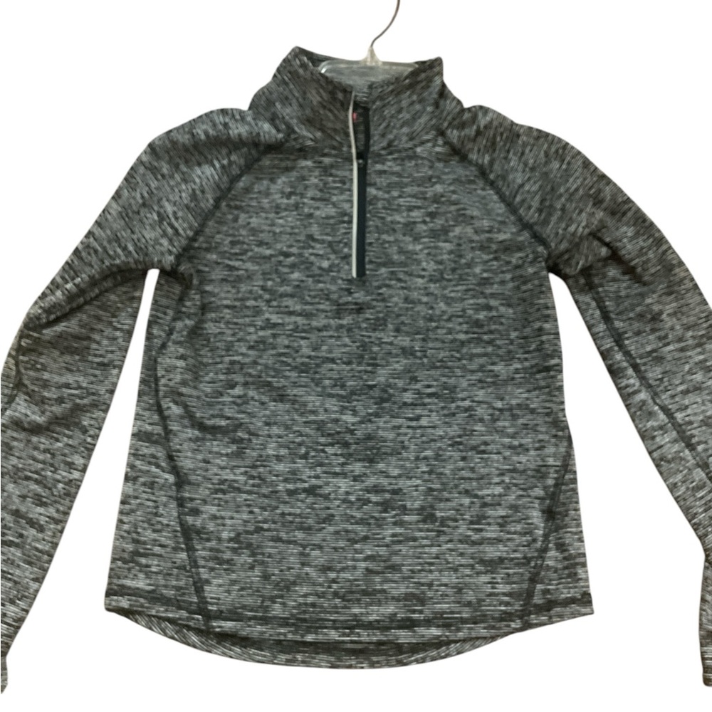 Old Navy athletic quarter zip athletic grey girls M 10-12 black white pullover
